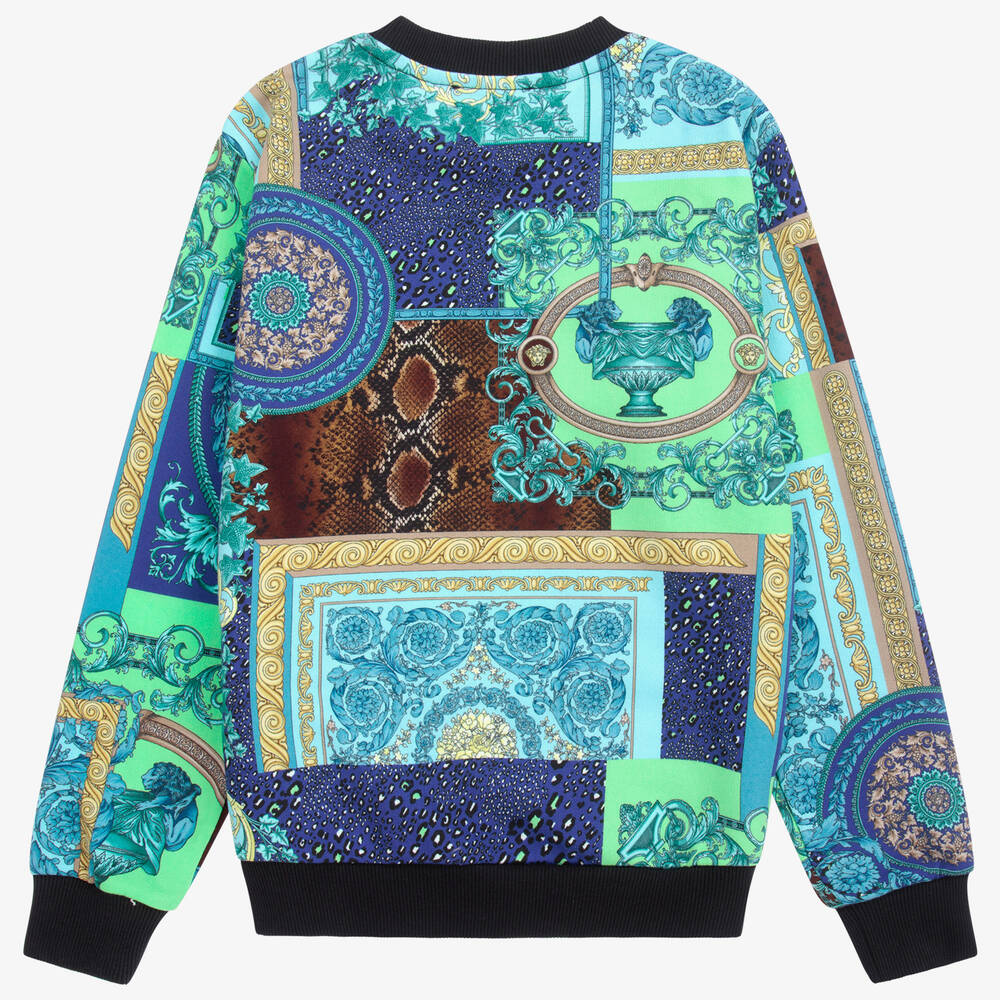 Versace-Голубая толстовка с принтом Barocco для подростков | Childrensalon Outlet