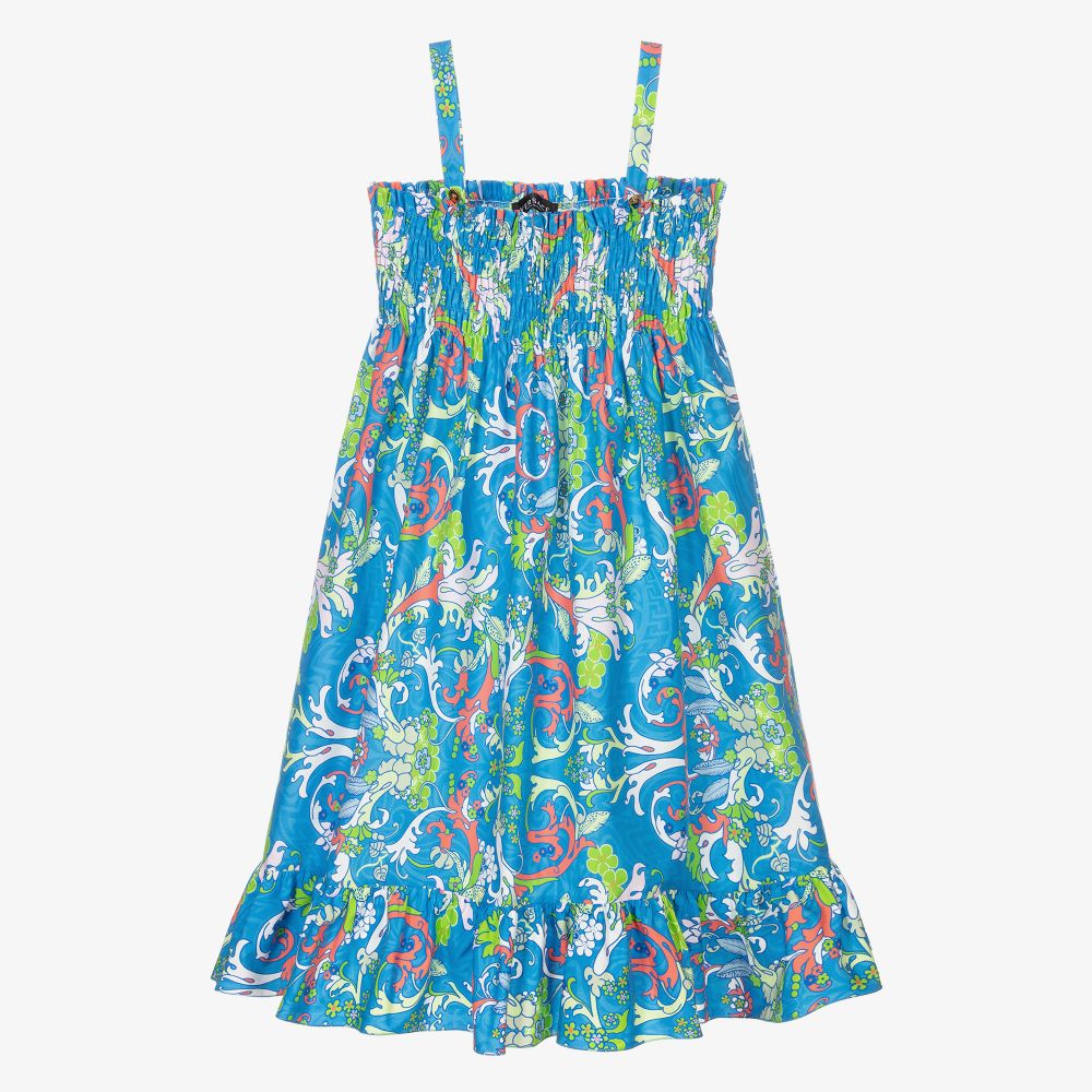 Versace - Blaues Teen Baroccofest Kleid  | Childrensalon