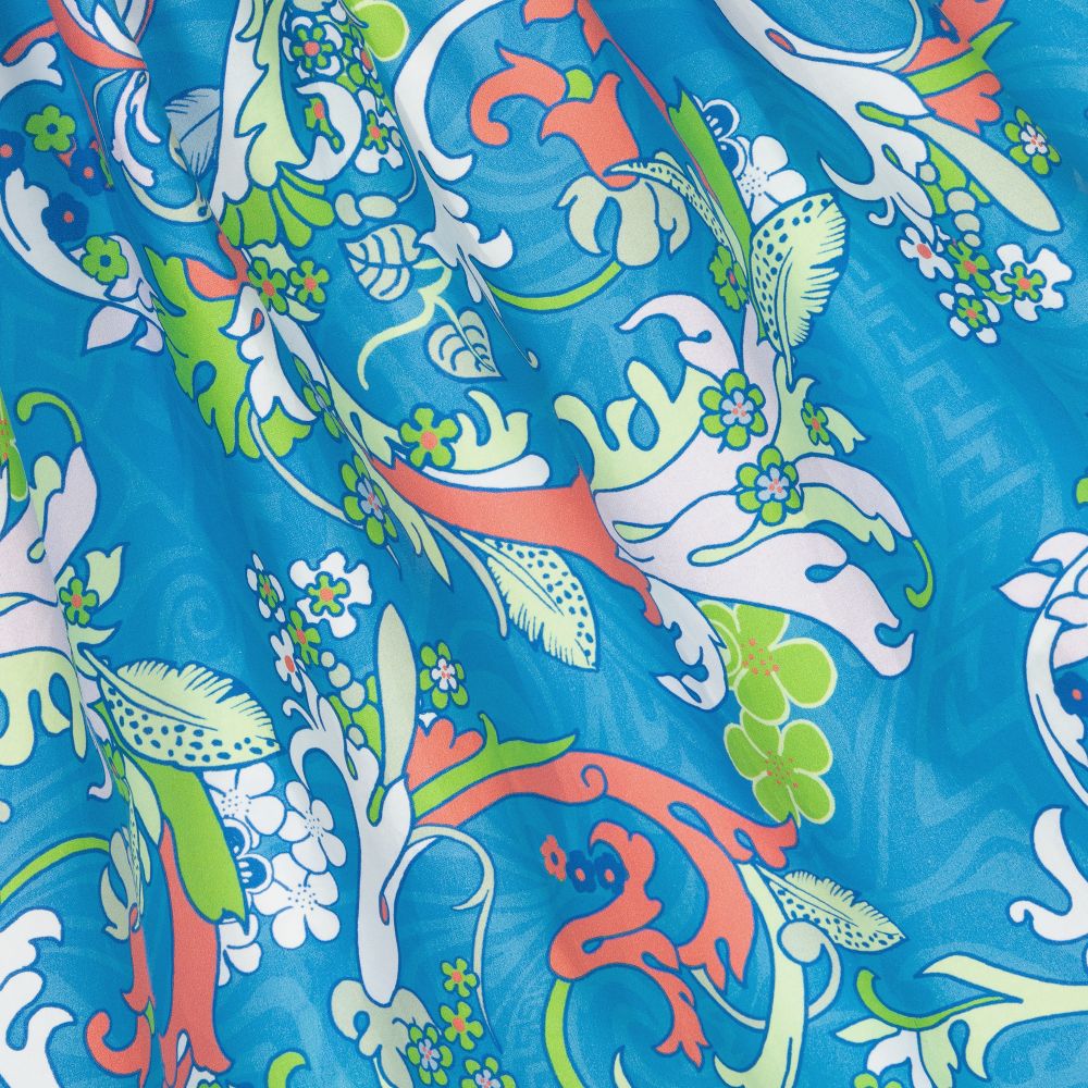 Versace-Голубое платье с принтом Baroccofest для подростков | Childrensalon Outlet