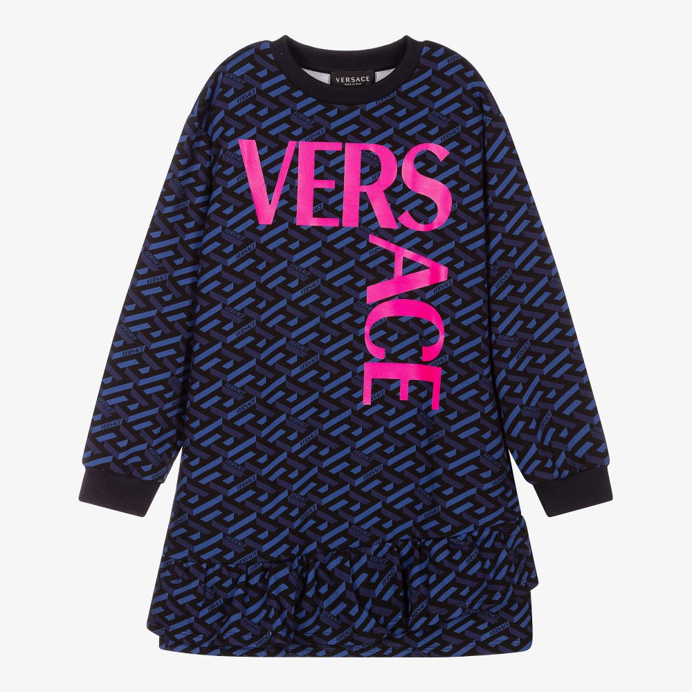 Versace - Teen Blue Cotton Logo Dress | Childrensalon