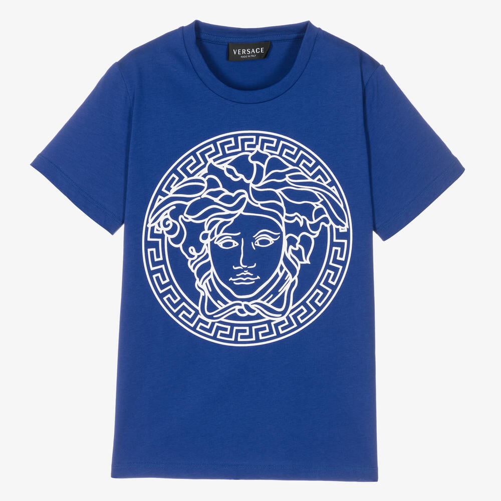 Versace - T-shirt bleu en coton Medusa ado | Childrensalon