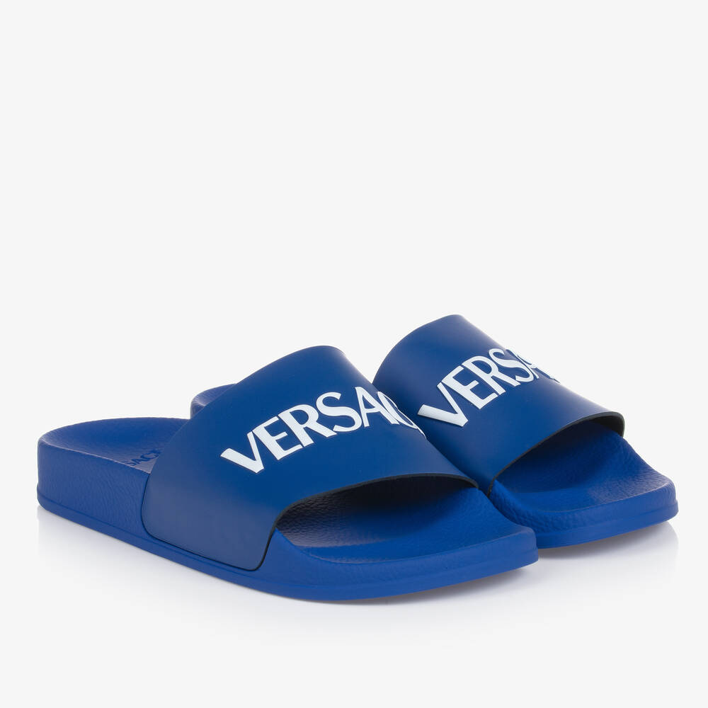 Versace Teen Blue Sliders Childrensalon Outlet
