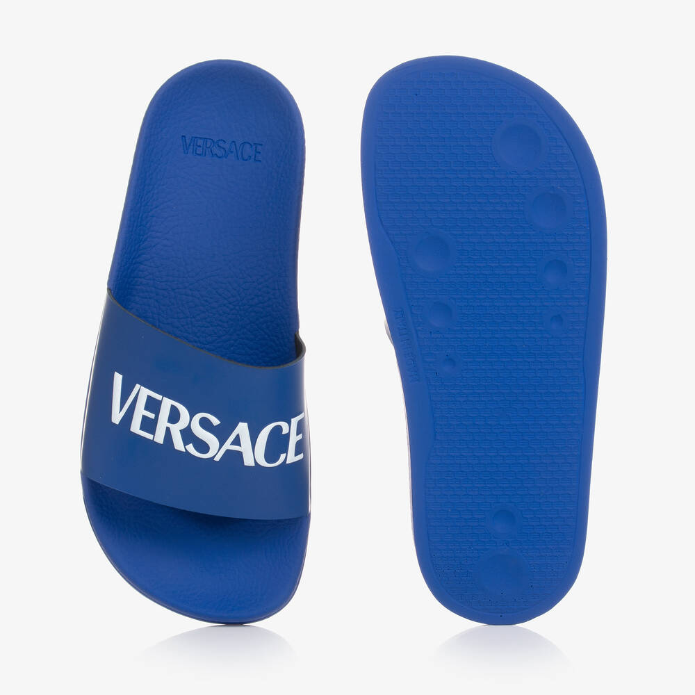 Versace Teen Blue Sliders Childrensalon Outlet