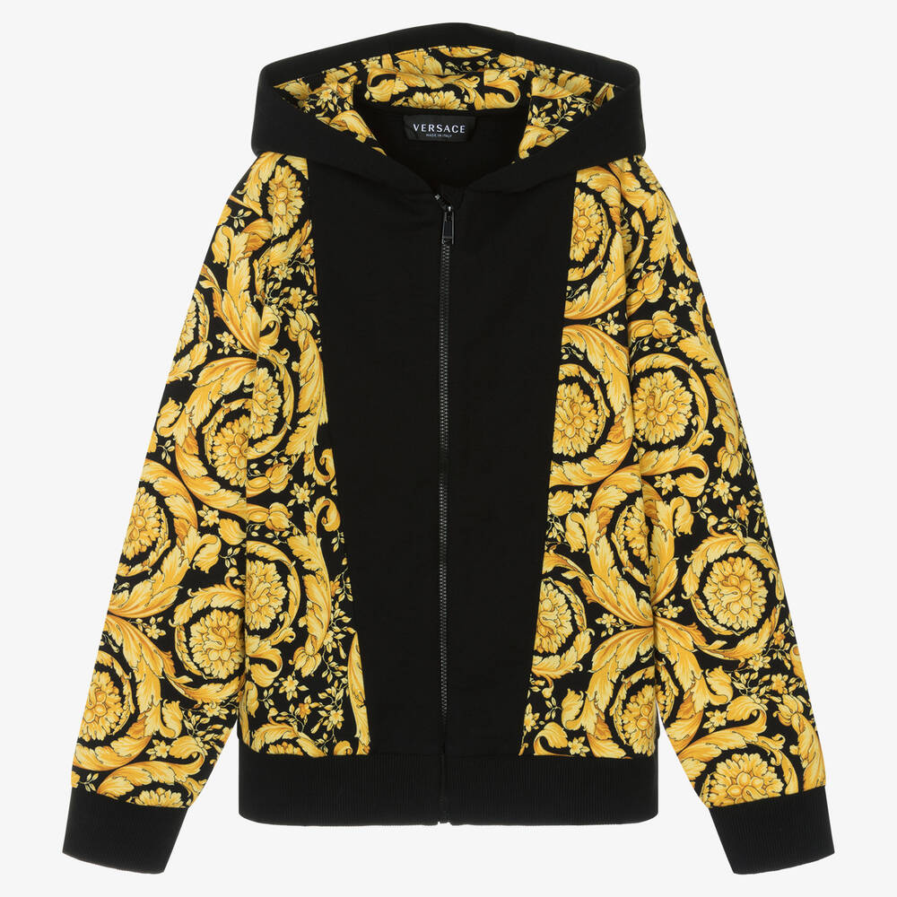 Versace - Sweat à capuche zippé Barocco ado | Childrensalon