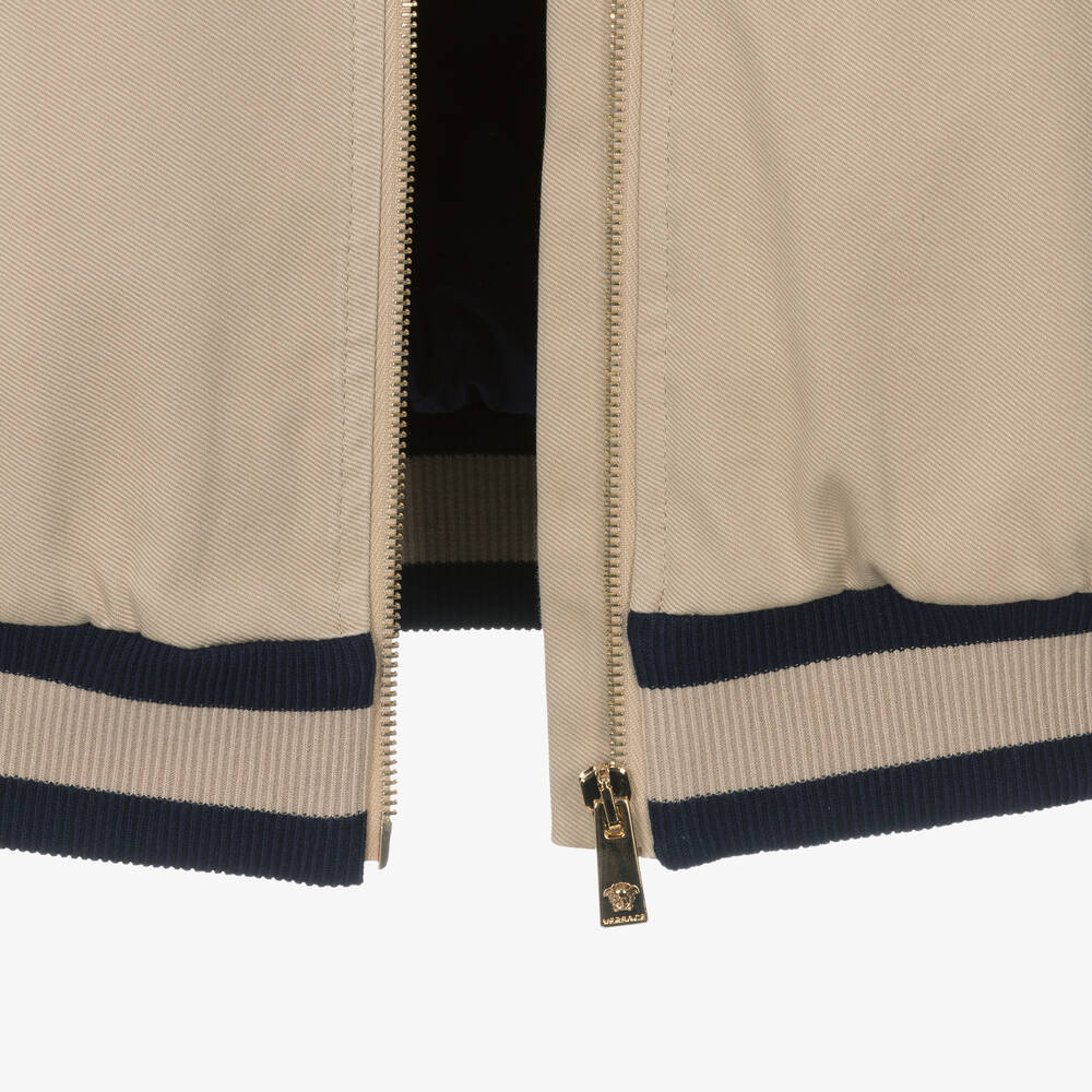 Versace Teen Boys Beige Cotton Bomber Jacket