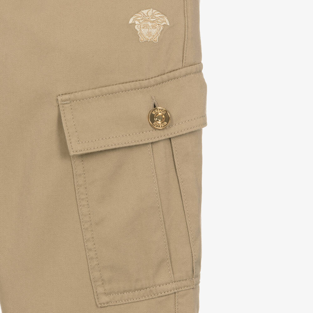 Versace-Teen Boys Beige Cotton Cargo Trousers | Childrensalon Outlet