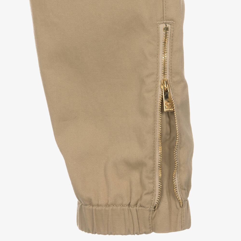 Versace-Teen Boys Beige Cotton Cargo Trousers | Childrensalon Outlet
