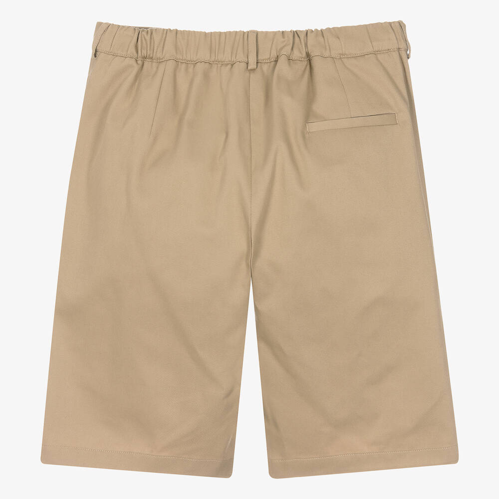 Versace Teen Boys Beige Cotton Greca Shorts