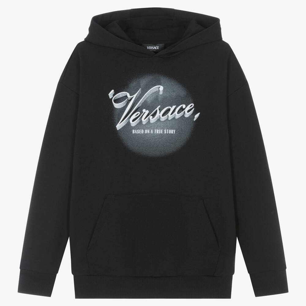 Versace - Sweat à capuche noir en coton ado garçon | Childrensalon