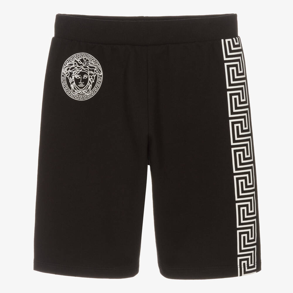 Versace Teen Boys Black Cotton Shorts Childrensalon Outlet
