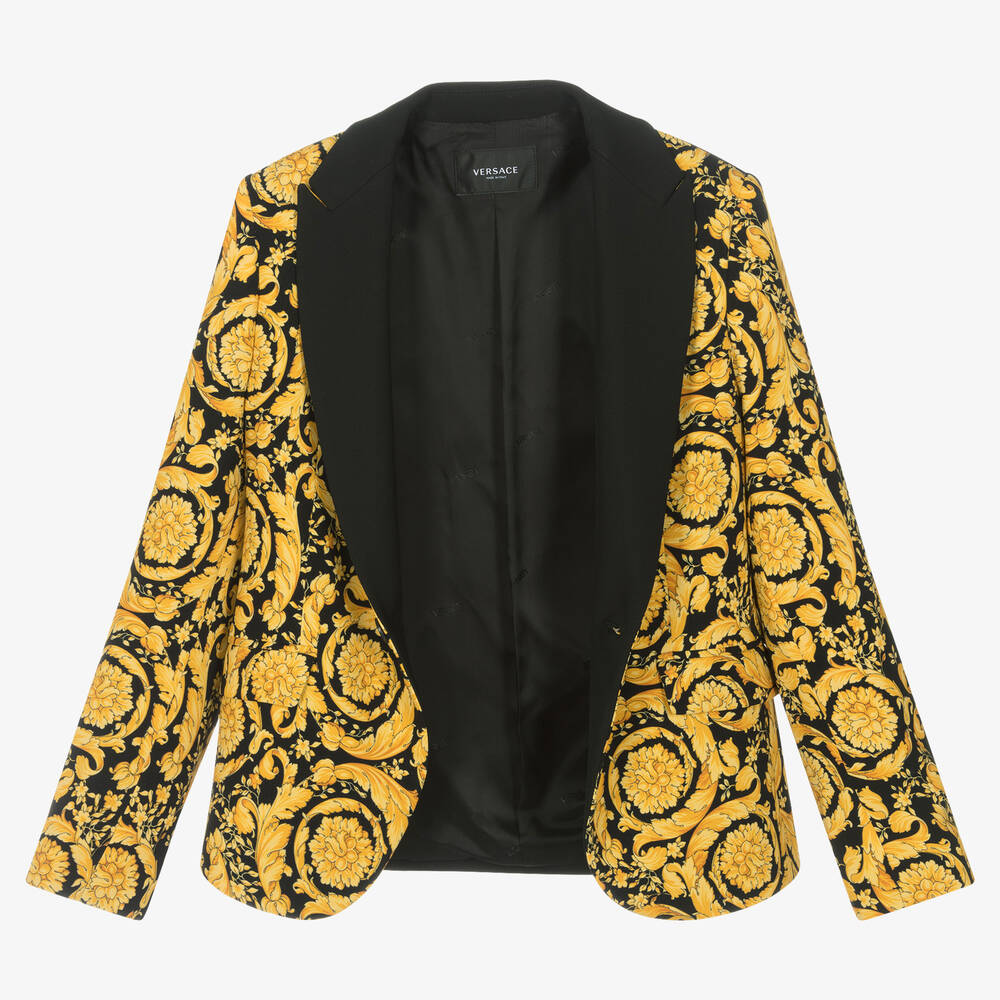 Versace-Teen Boys Black & Gold Barocco Blazer | Childrensalon Outlet