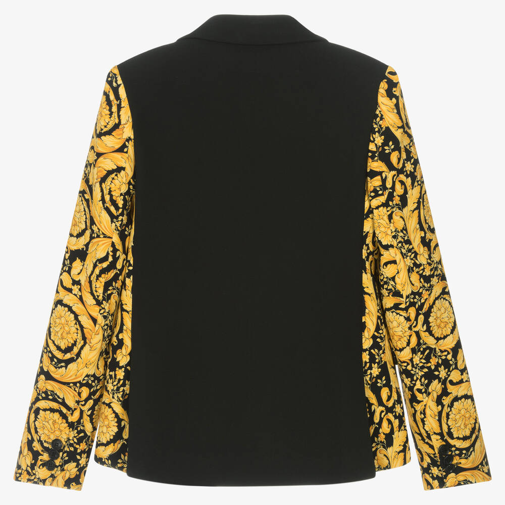 Versace Teen Boys Black Gold Barocco Blazer