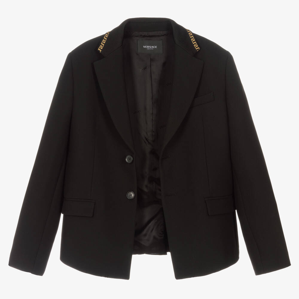 Versace-جاكيت بلايزر لون أسود وذهبي تينز ولادي | Childrensalon Outlet