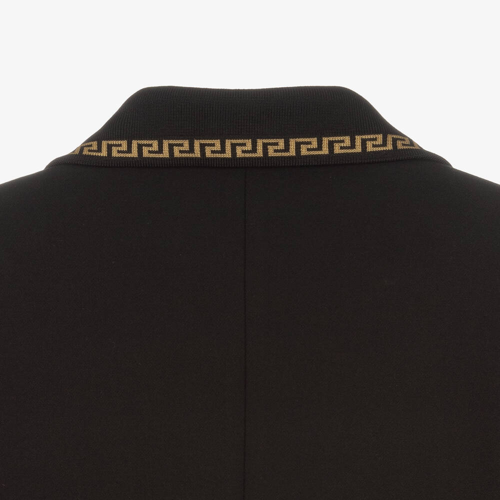 Versace-جاكيت بلايزر لون أسود وذهبي تينز ولادي | Childrensalon Outlet