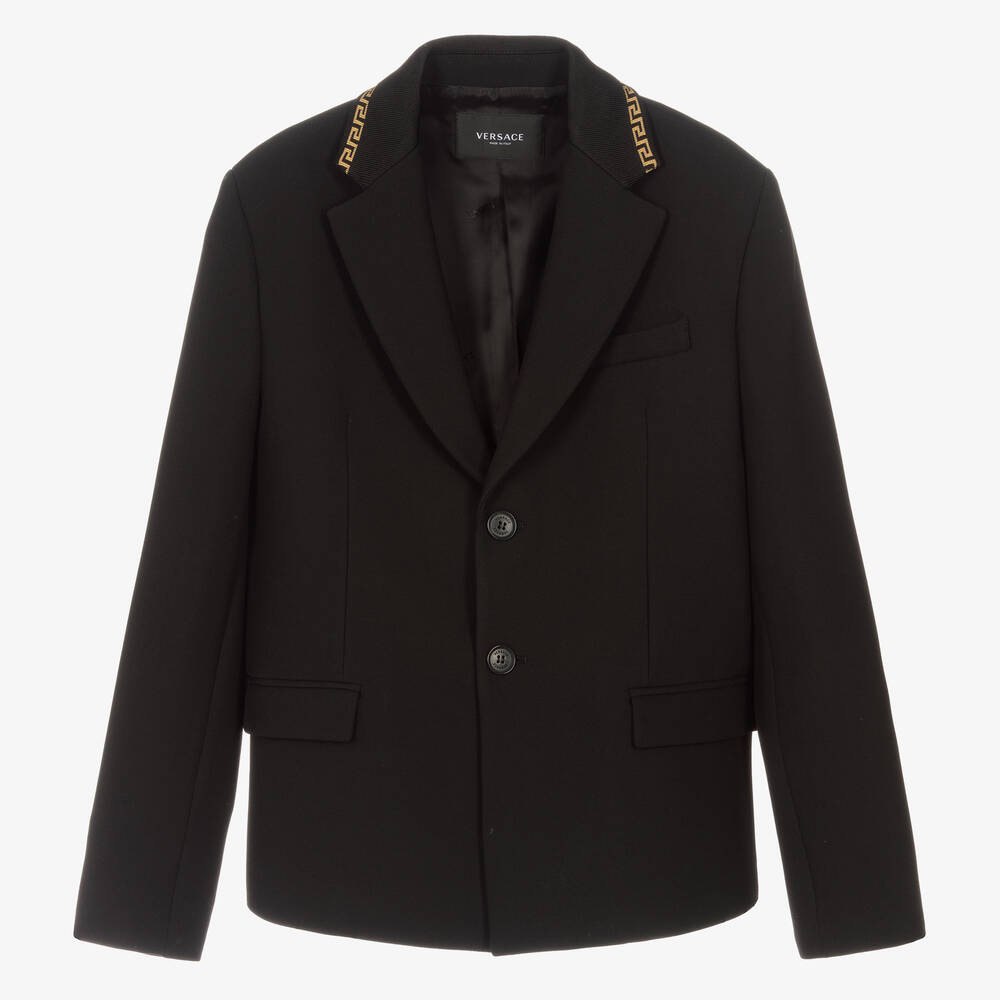 Versace - Teen Boys Black & Gold Greca Blazer | Childrensalon