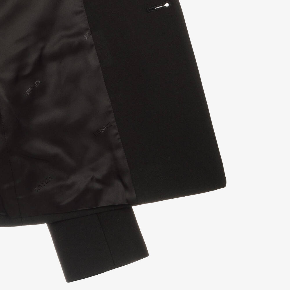 Versace-جاكيت بلايزر لون أسود وذهبي تينز ولادي | Childrensalon Outlet