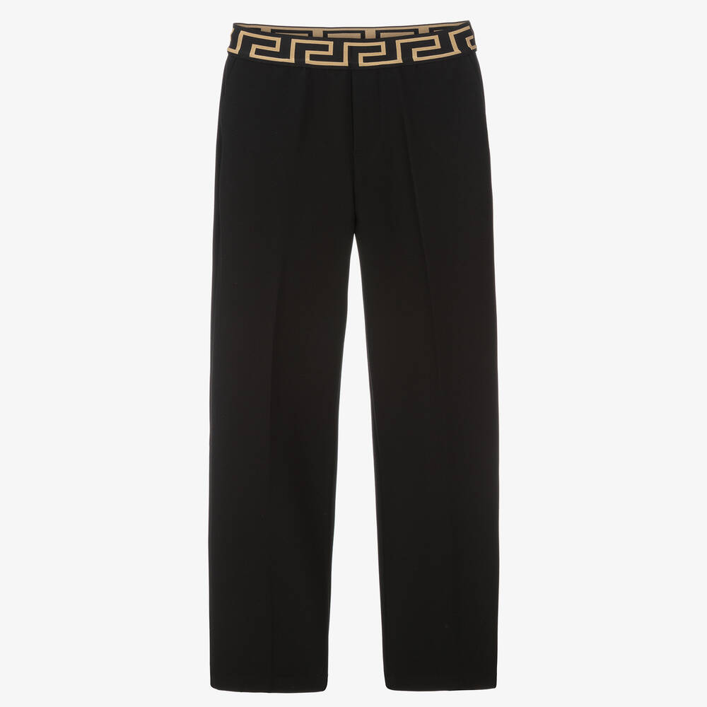 Versace-بنطلون فيسكوز جيرسي لون أسود تينز ولادي | Childrensalon Outlet