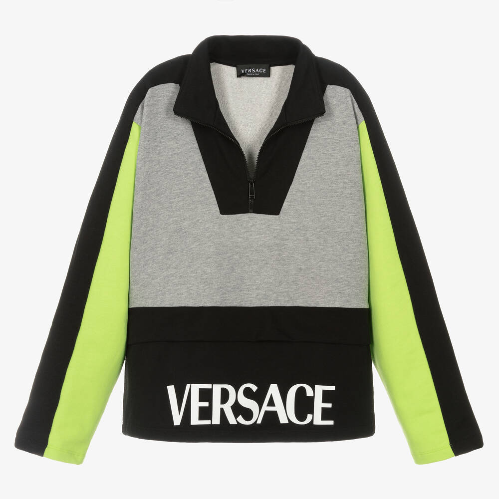 Versace-Teen Boys Black & Grey Cotton Sweatshirt | Childrensalon Outlet