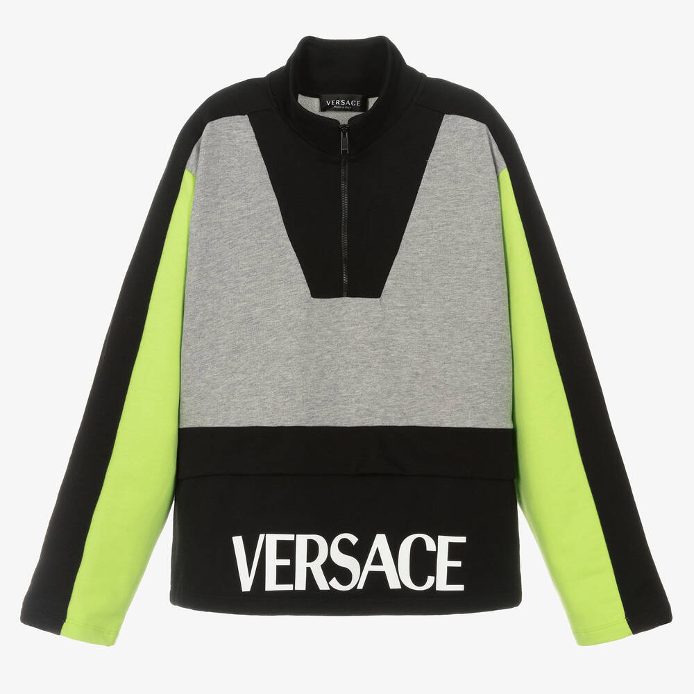 Versace-Черно-серый хлопковый свитшот | Childrensalon Outlet