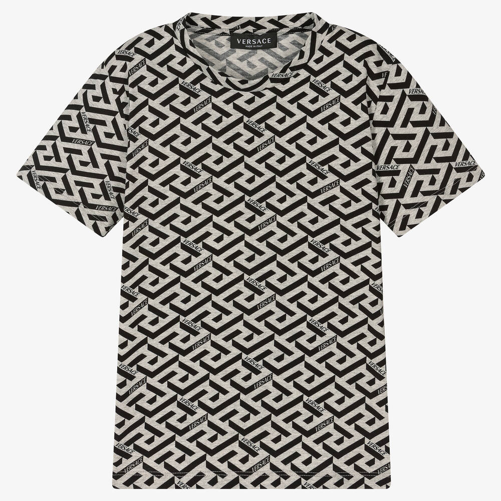 Versace - Teen Boys Black & Grey Logo T-shirt | Childrensalon