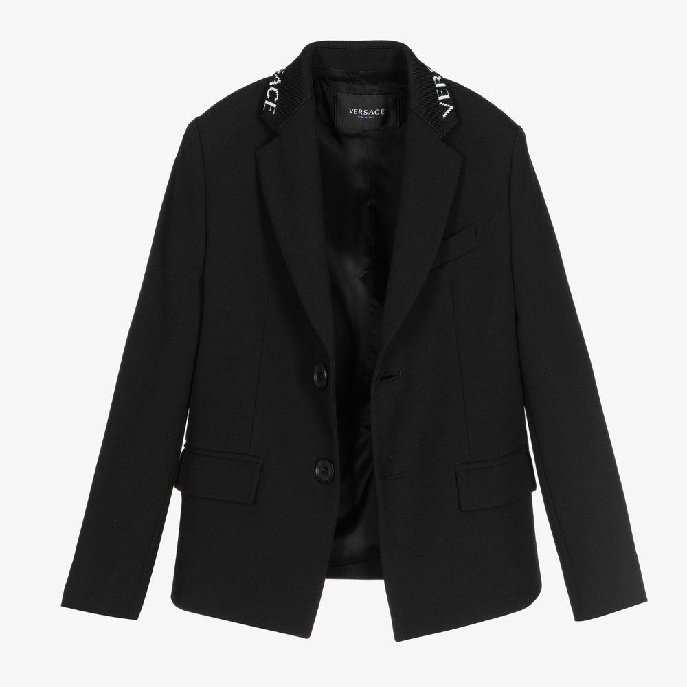 Versace Teen Boys Black Logo Blazer Childrensalon Outlet