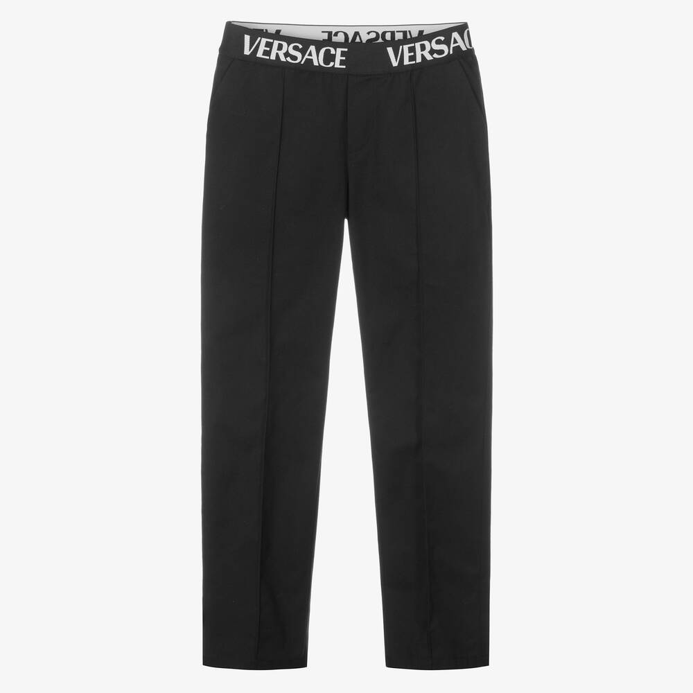 Versace - Teen Boys Black Logo Trousers | Childrensalon Outlet
