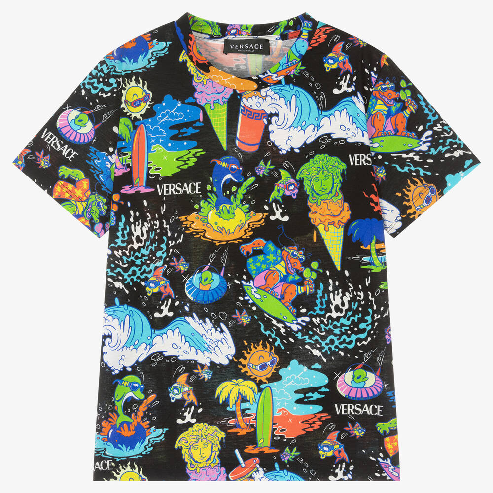 Versace - Teen Boys Black Medusa Sunnies T-Shirt | Childrensalon