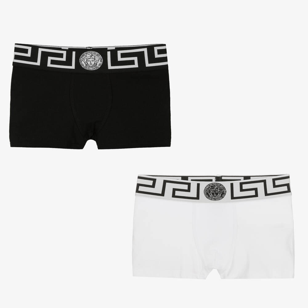 Versace - Teen Boys Black & White Boxers (2 Pack) | Childrensalon