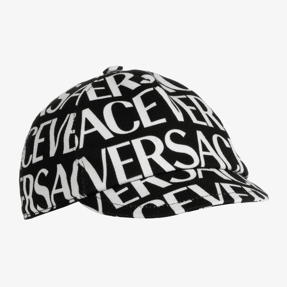 Versace - Teen Boys Black & White Logo Cap | Childrensalon