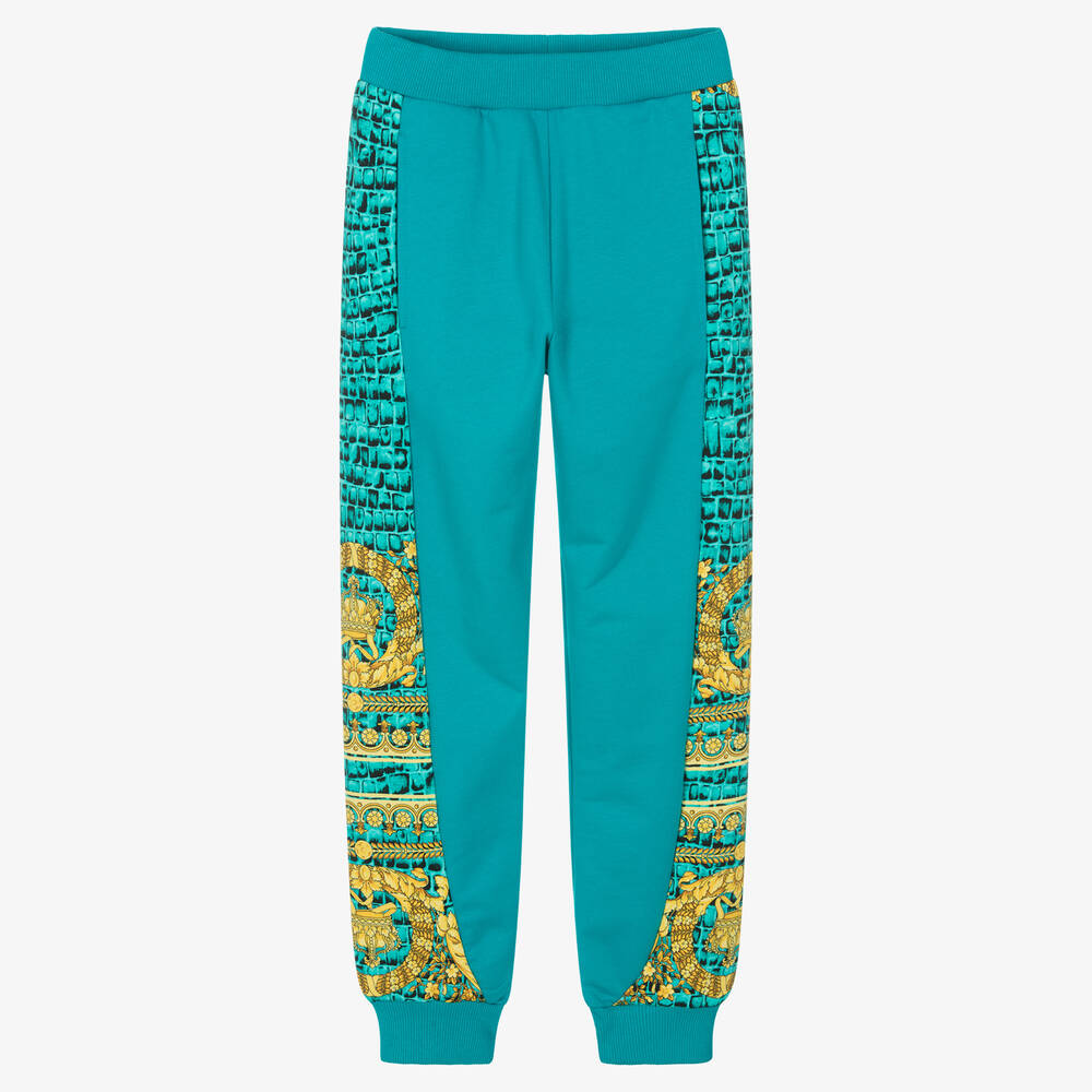 Versace - Blaue Barocco Teen Krokodil-Jogginghose für Jungen | Childrensalon