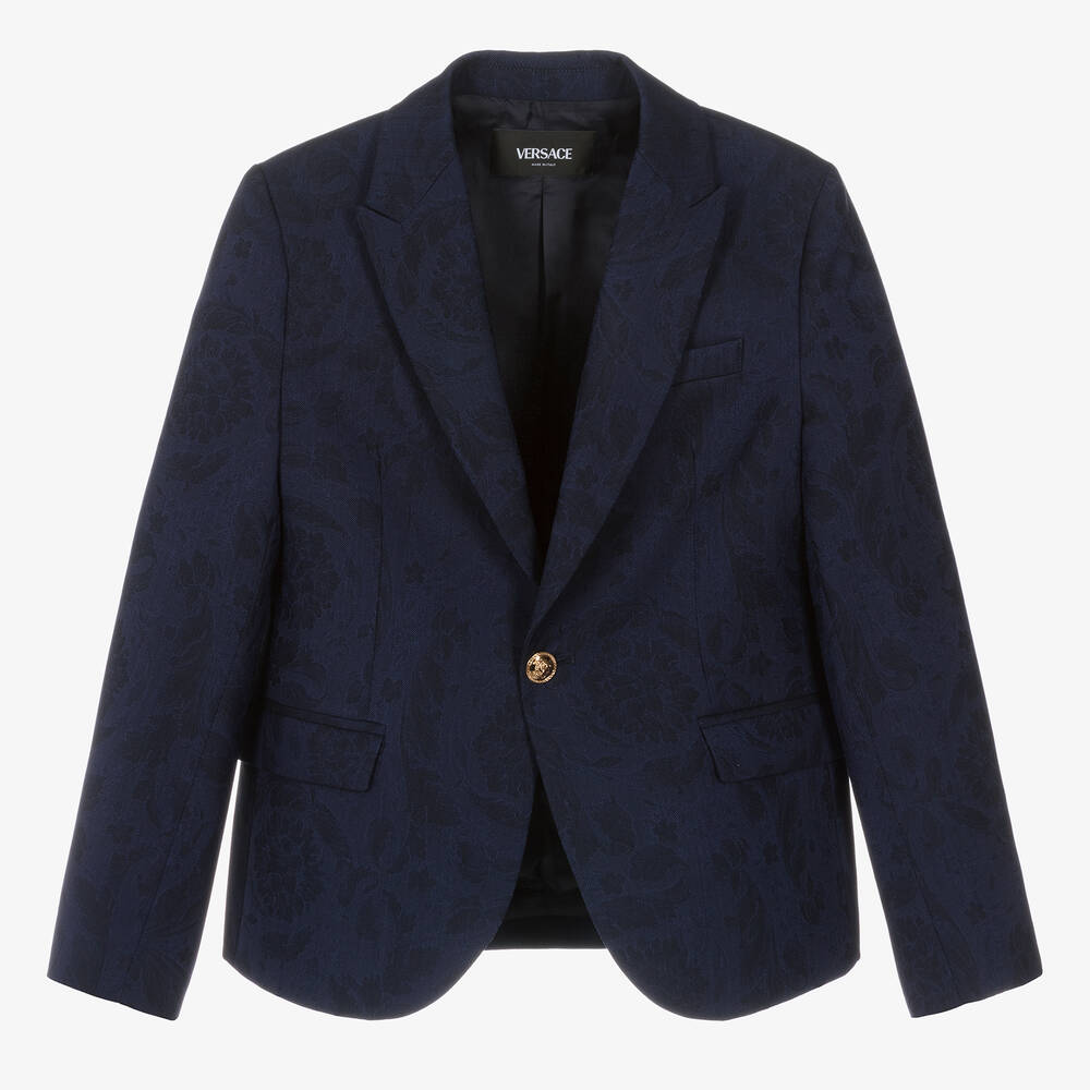 Versace-Teen Boys Blue Barocco Wool Blazer | Childrensalon Outlet
