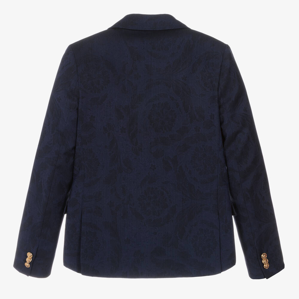 Versace-Синий шерстяной блейзер Barocco для мальчиков-подростков | Childrensalon Outlet
