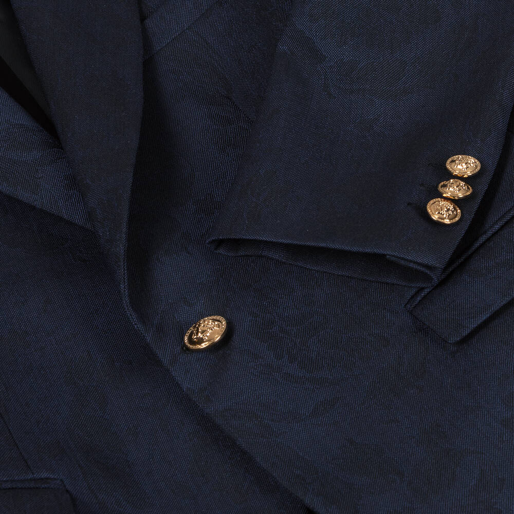 Versace-Синий шерстяной блейзер Barocco для мальчиков-подростков | Childrensalon Outlet