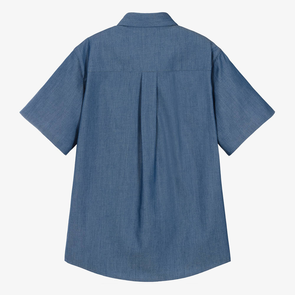 Versace-Teen Boys Blue Chambray Medusa Shirt | Childrensalon Outlet