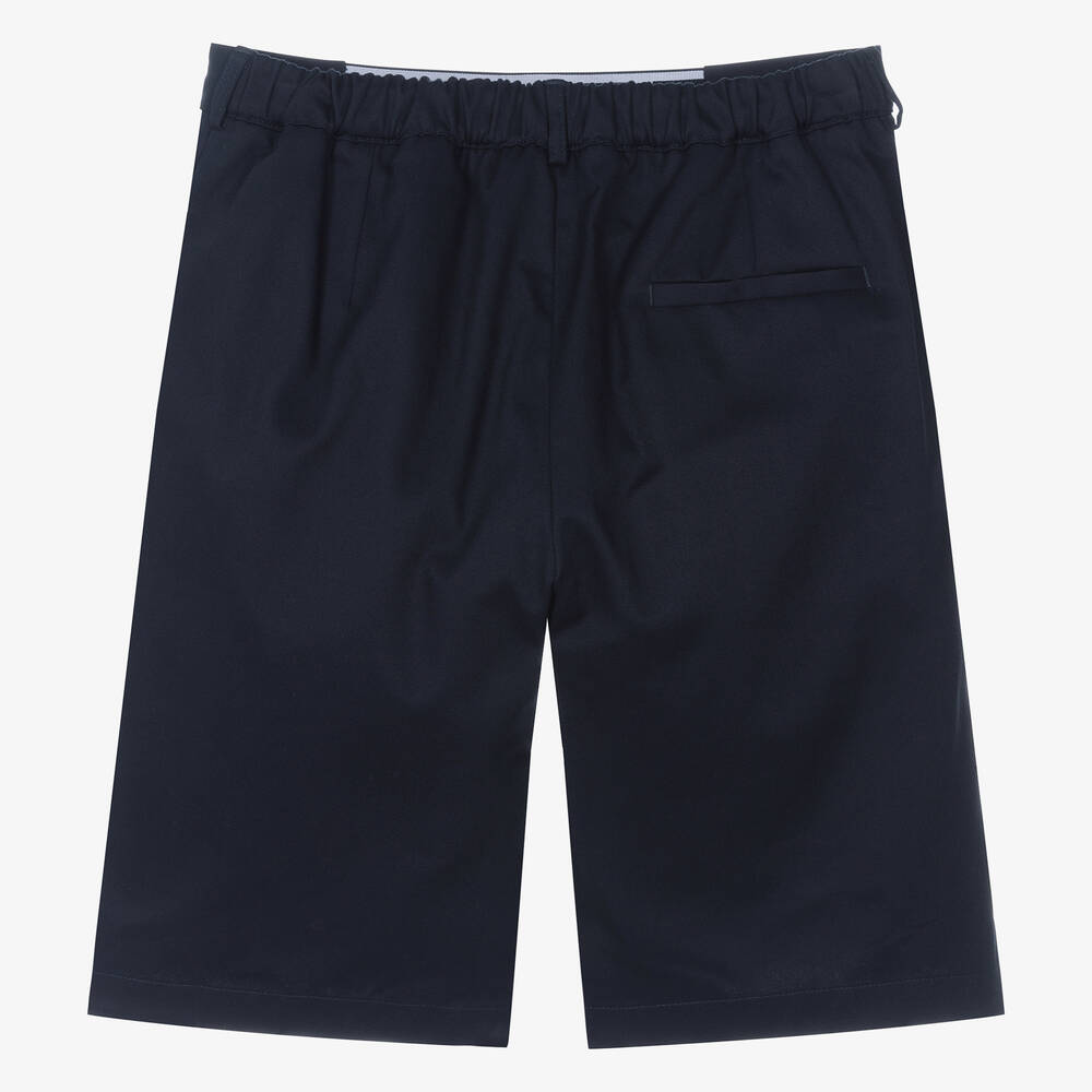 Versace-Teen Boys Blue Cotton Greca Shorts | Childrensalon Outlet
