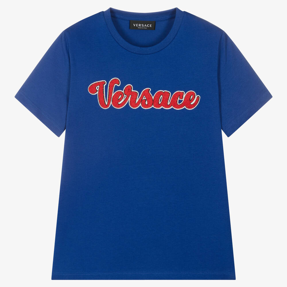 Versace - تيشيرت تينز ولادي قطن لون أزرق | Childrensalon