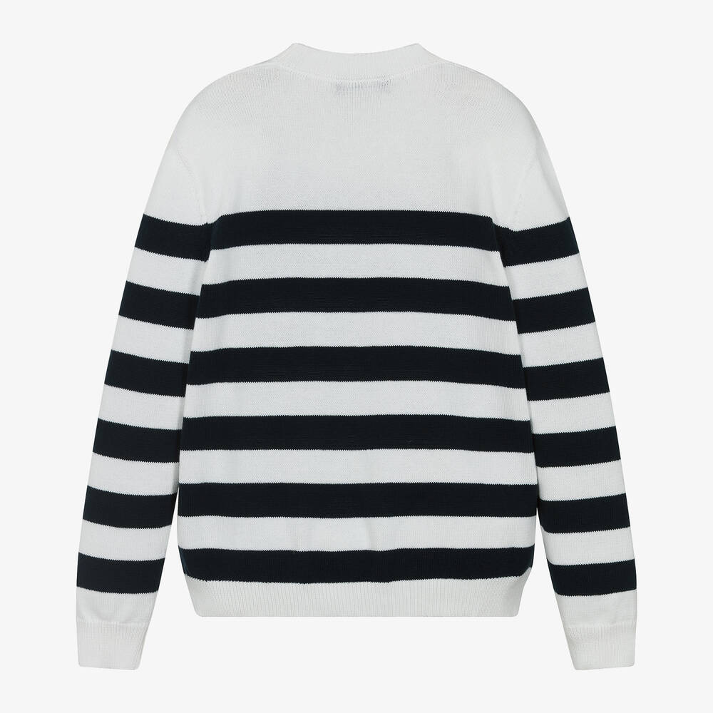 Versace-بلوفر قطن مقلم لون كحلي للمراهقين | Childrensalon Outlet