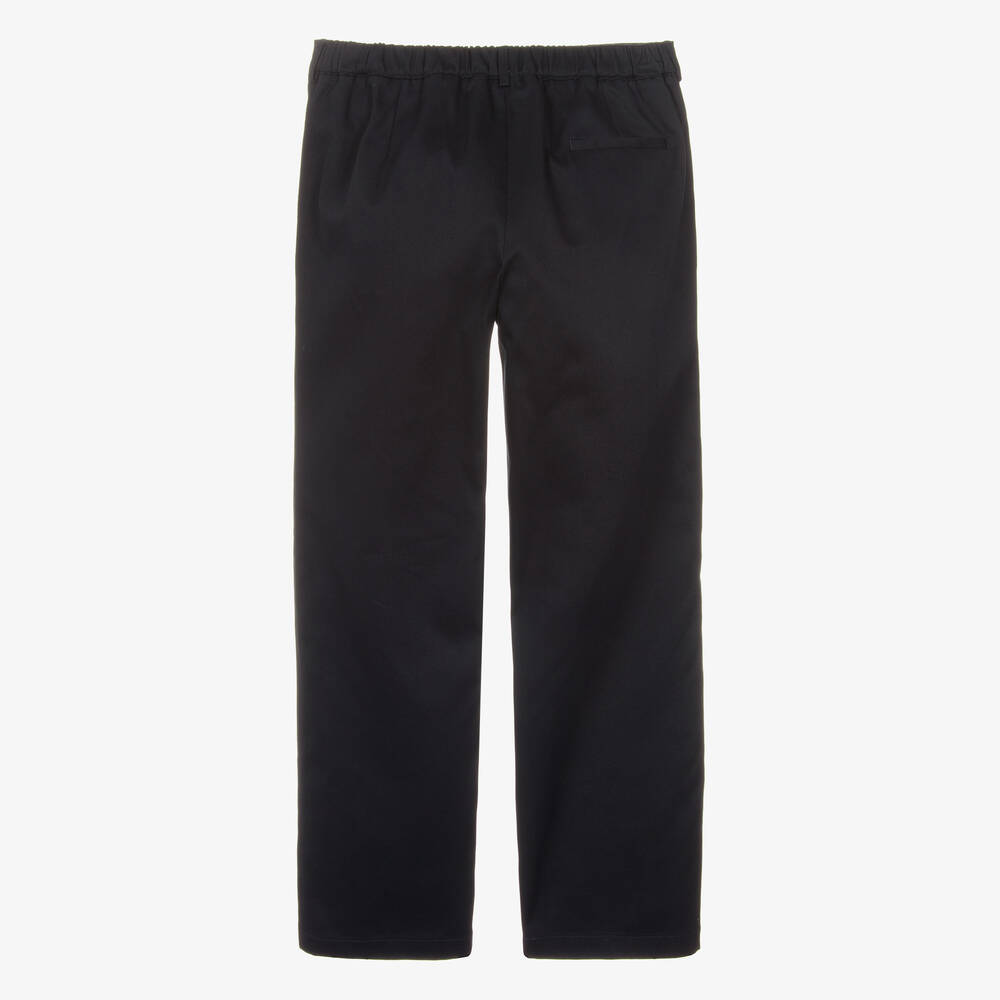 Versace-Teen Boys Blue Cotton Twill Trousers | Childrensalon Outlet