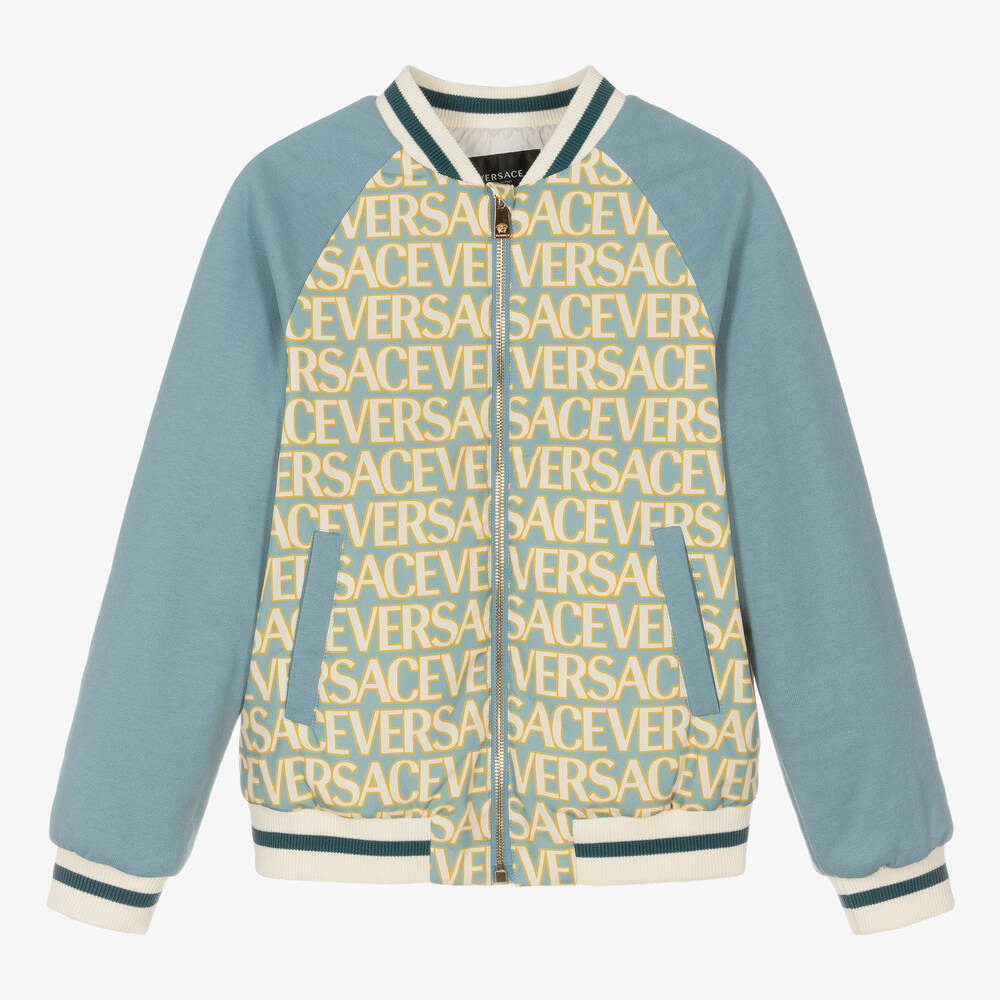 Versace - Bomber bleu et doré pour ado garçon | Childrensalon