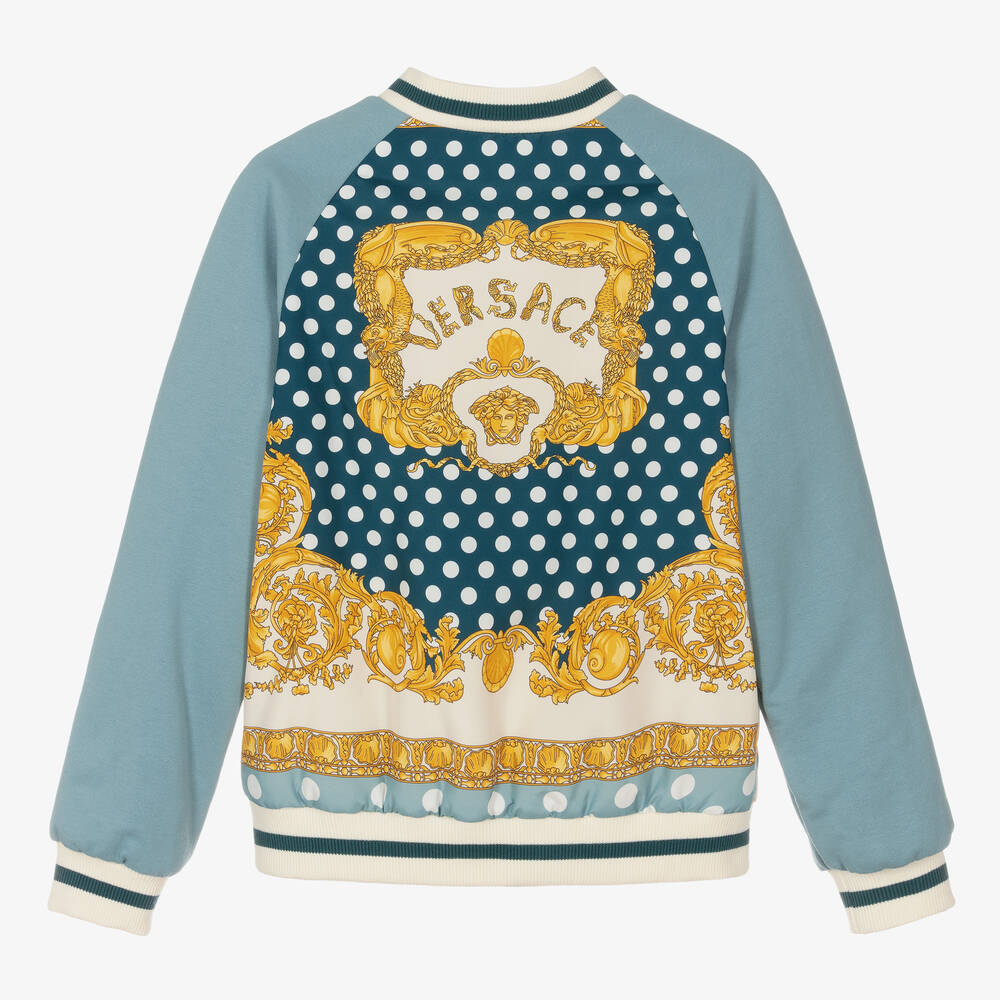 Versace-Teen Boys Blue & Gold Bomber Jacket | Childrensalon Outlet