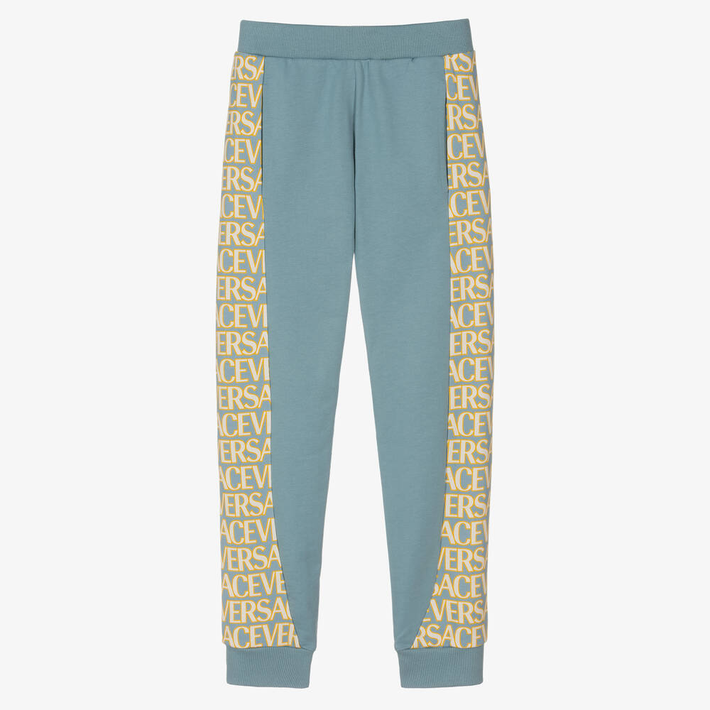 Versace-Teen Boys Blue & Gold Cotton Joggers | Childrensalon Outlet