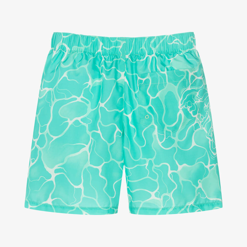 Versace-Teen Boys Blue & Gold Logo Swim Shorts | Childrensalon Outlet