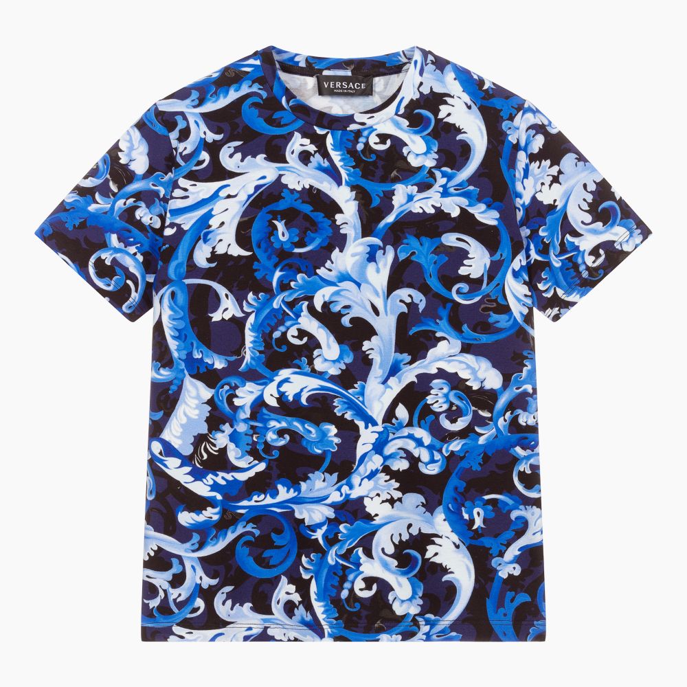 Versace - Teen Boys Blue Logo T-Shirt | Childrensalon