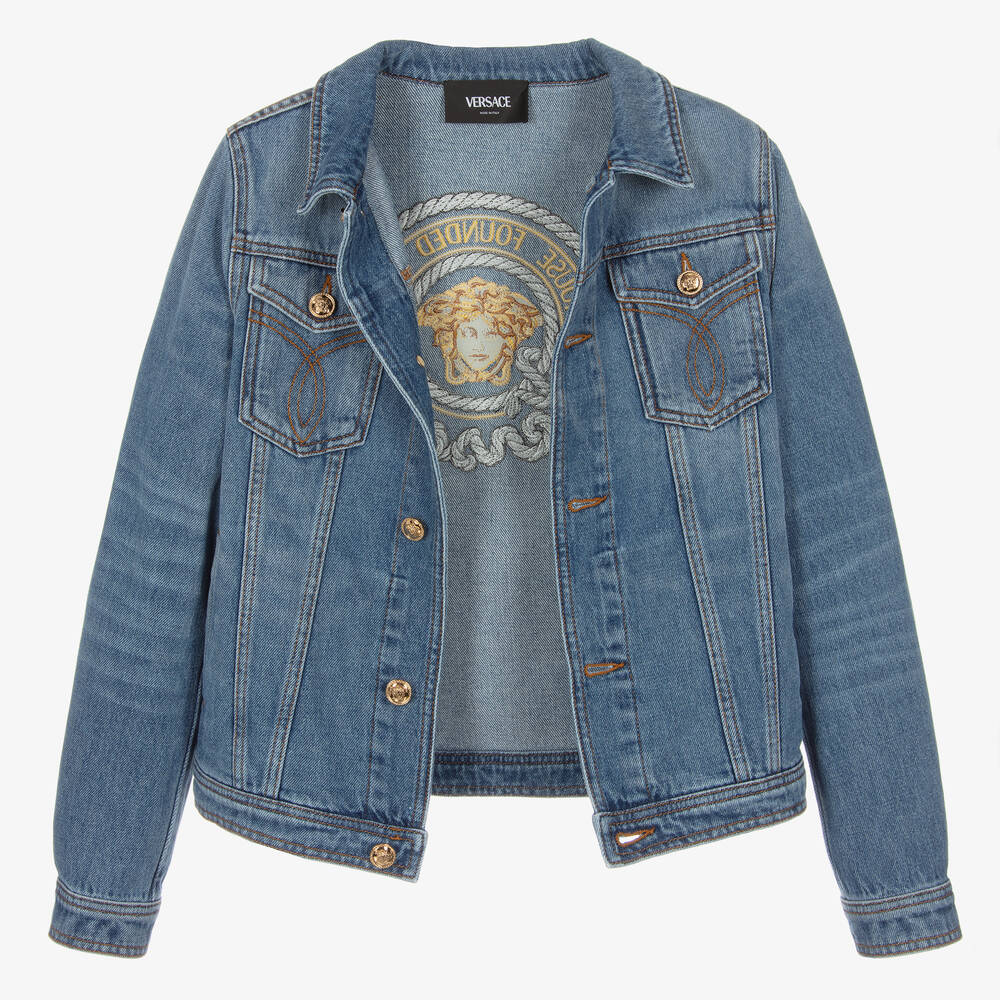 Versace-Teen Boys Blue Medusa Denim Jacket | Childrensalon Outlet
