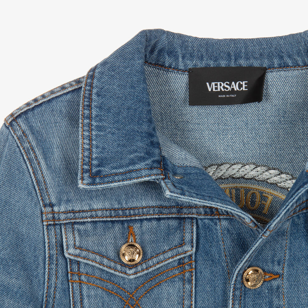 Versace Teen Boys Blue Medusa Denim Jacket Childrensalon Outlet