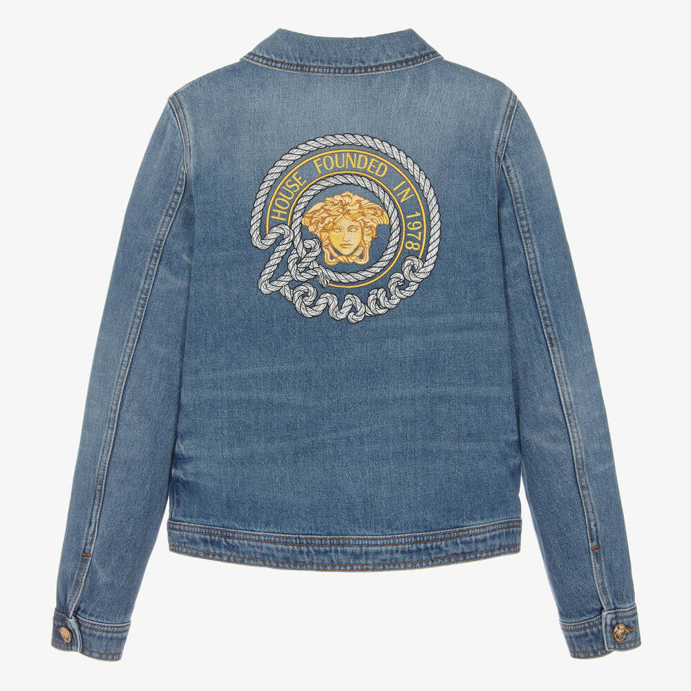 Versace Teen Boys Blue Medusa Denim Jacket Childrensalon Outlet