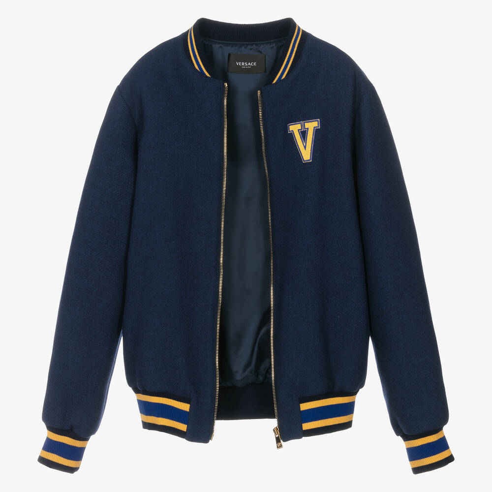 Versace-Teen Boys Blue Wool Medusa Jacket | Childrensalon Outlet