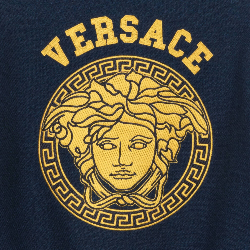 Versace - Teen Boys Blue Wool Medusa Jacket | Childrensalon