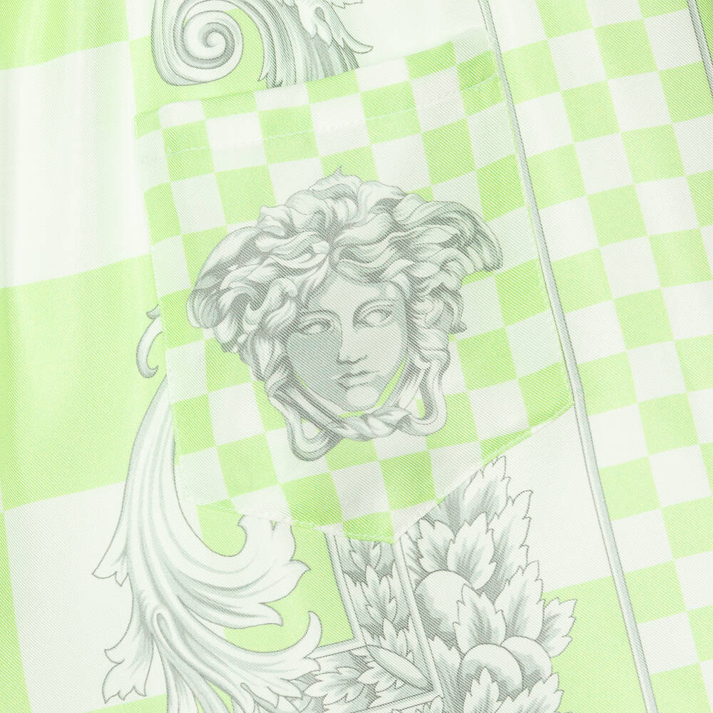 Versace-Teen Boys Green Barocco Silk Shorts | Childrensalon Outlet