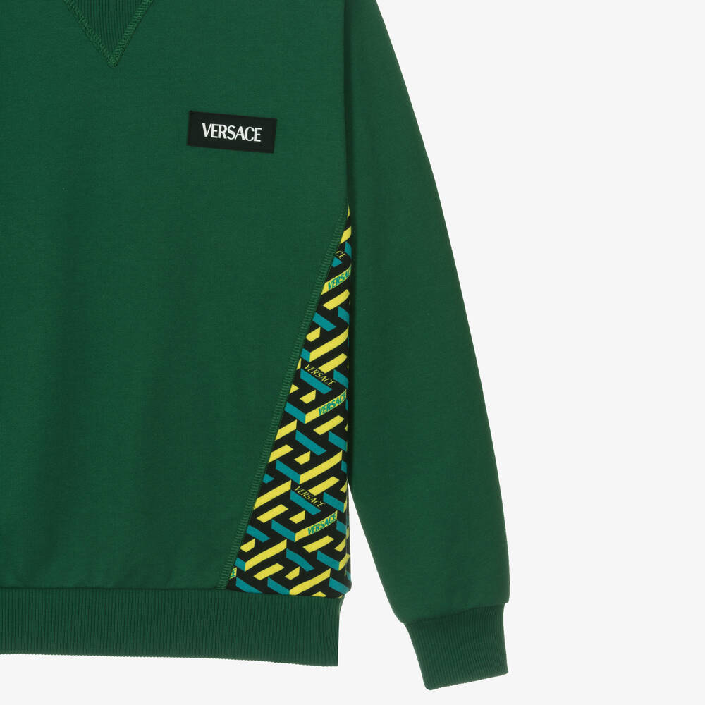 【送料&関税込】Versace Cotton Sweatshirt Versace - Teen Boys Green Sweatshirt | Childrensalon Outlet